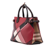 Medium Leather Patchwork and House Check Banner Satchel